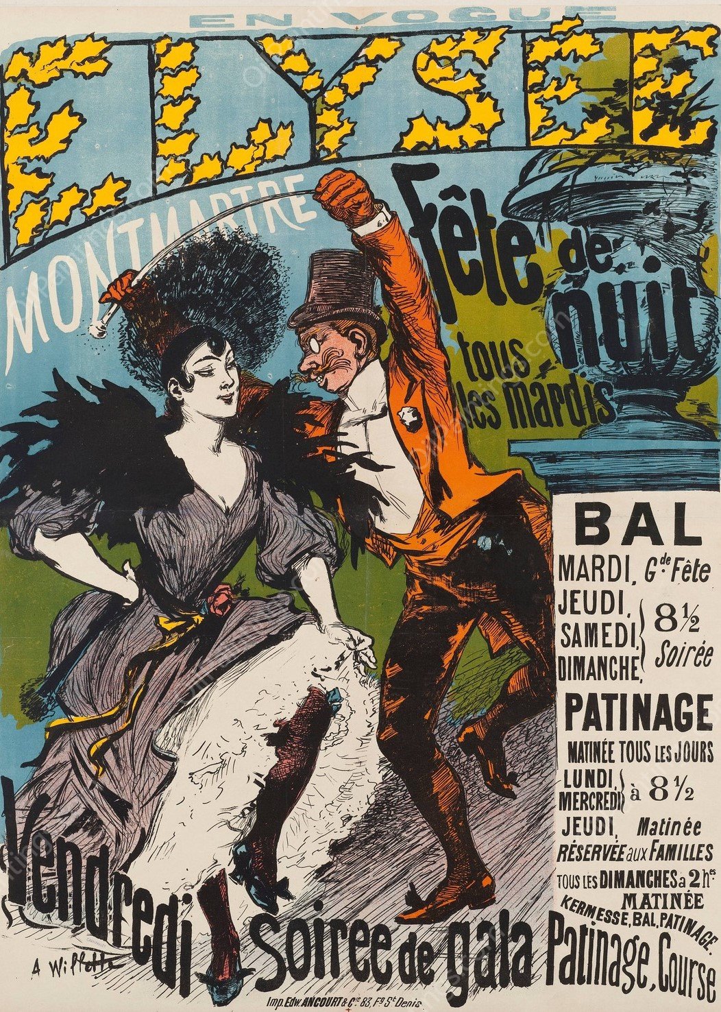 En Vogue Elysee Montmartre  by Adolphe Leon Willette - Hand-Painted Oil Painting Reproduction