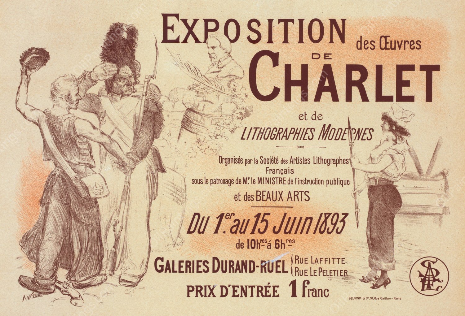 Exposition Charlet  by Adolphe Leon Willette - Hand-Painted Oil Painting Reproduction