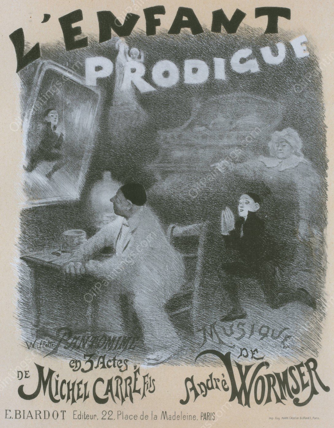 L'Enfant Prodigue  by Adolphe Leon Willette - Hand-Painted Oil Painting Reproduction