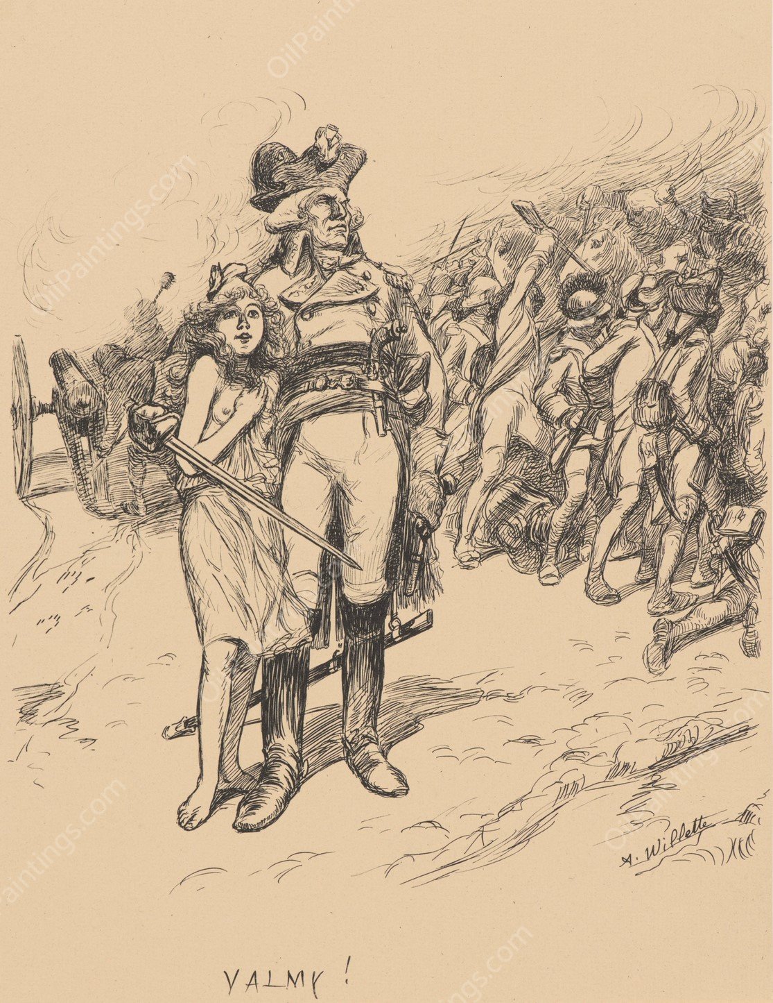 Valmy  by Adolphe Leon Willette - Hand-Painted Oil Painting Reproduction