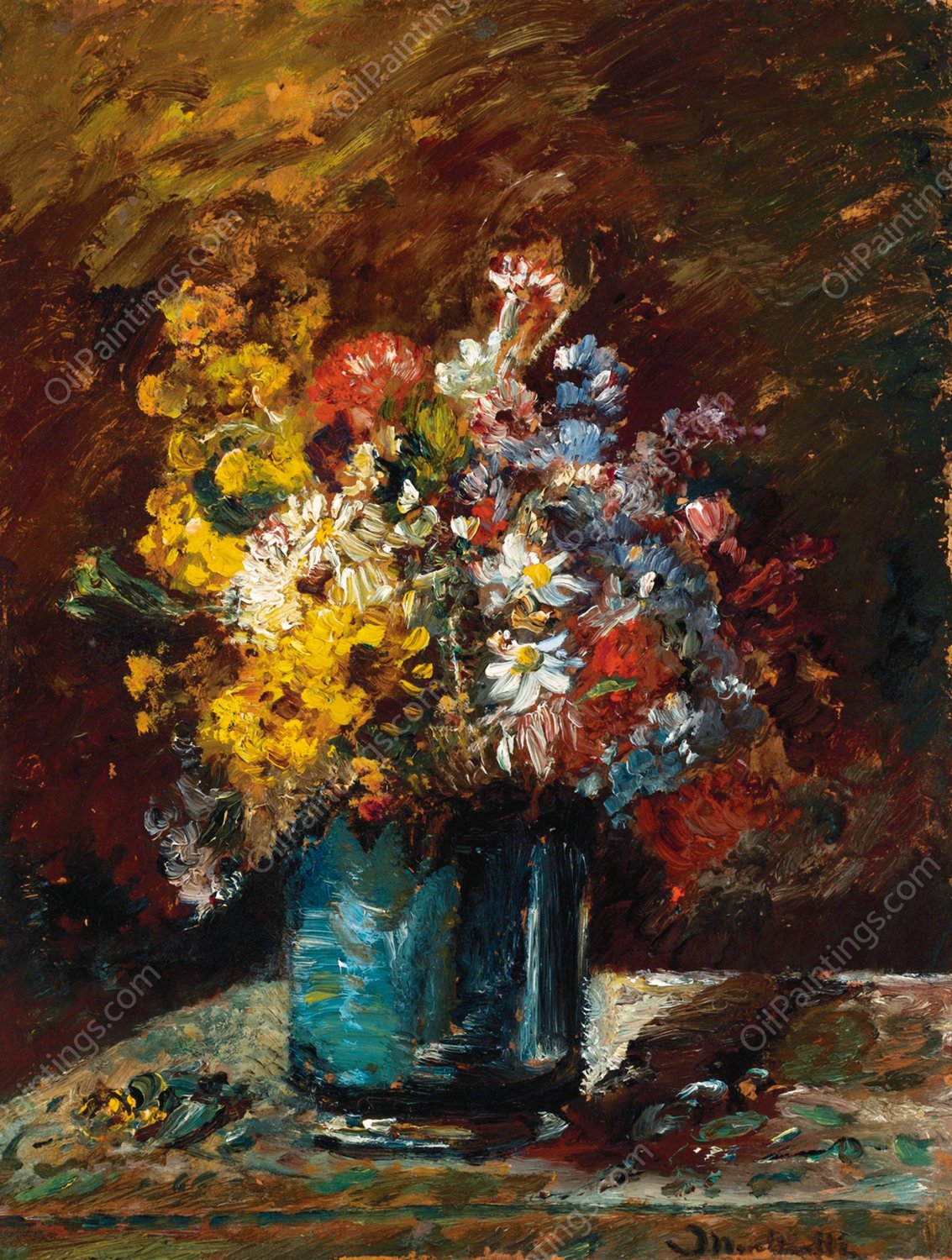 Fleurs Divers by Adolphe Monticelli - Hand-Painted Oil Painting Reproduction