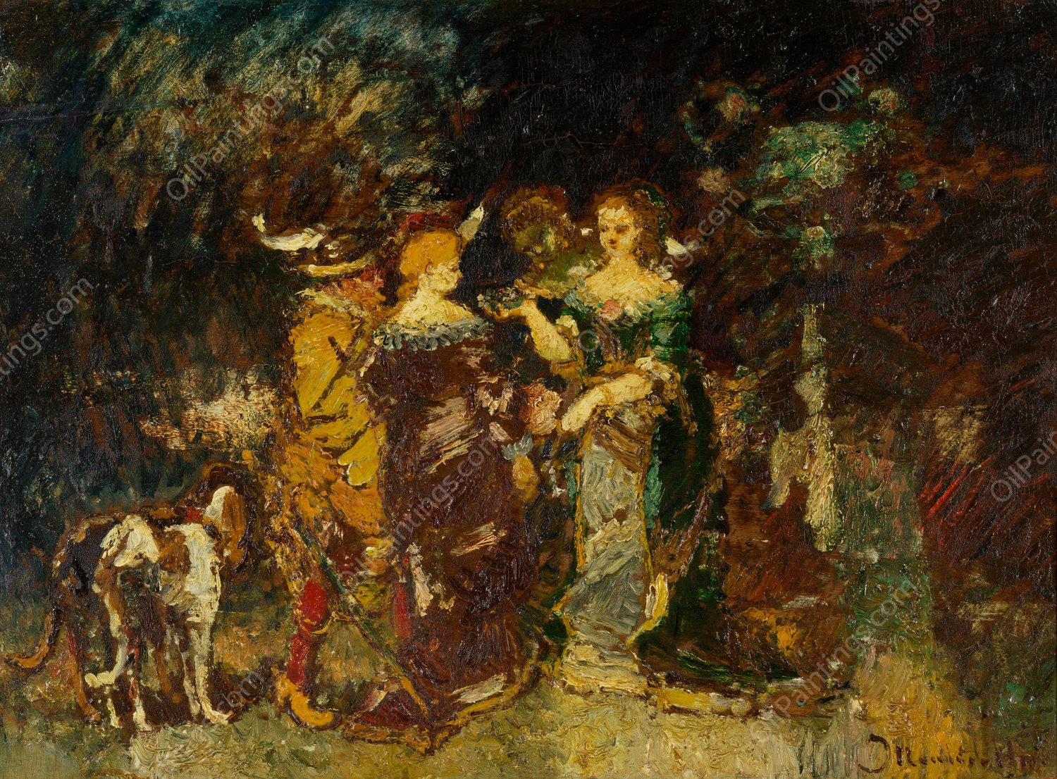 In the Park  by Adolphe Monticelli - Hand-Painted Oil Painting Reproduction