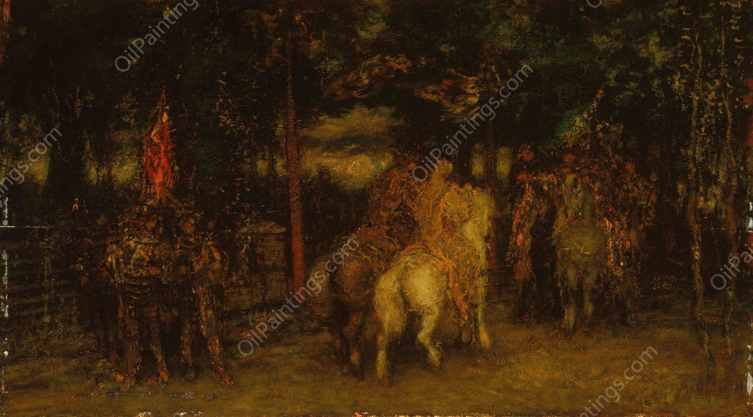 Landscape with Figures by Adolphe Monticelli - Hand-Painted Oil Painting Reproduction