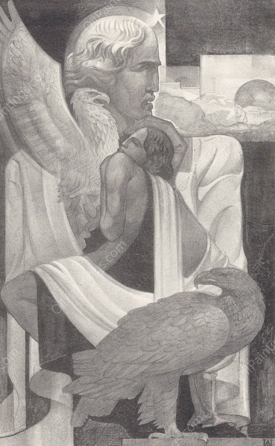 Uw jeugd vernieuwt als eens arends  by Adriaan Van'T Hoff - Hand-Painted Oil Painting Reproduction