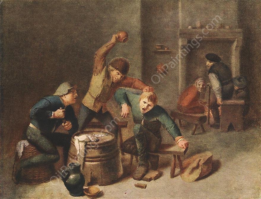 Brawling Peasants by Adriaen Brouwer - Hand-Painted Oil Painting Reproduction