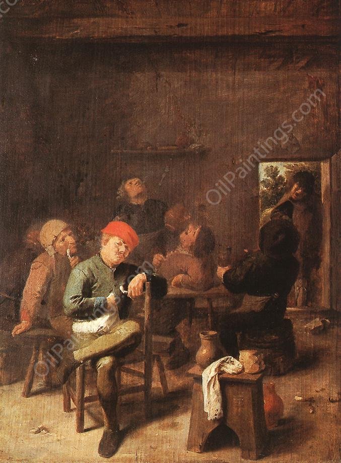 Peasants Smoking and Drinking by Adriaen Brouwer - Hand-Painted Oil Painting Reproduction