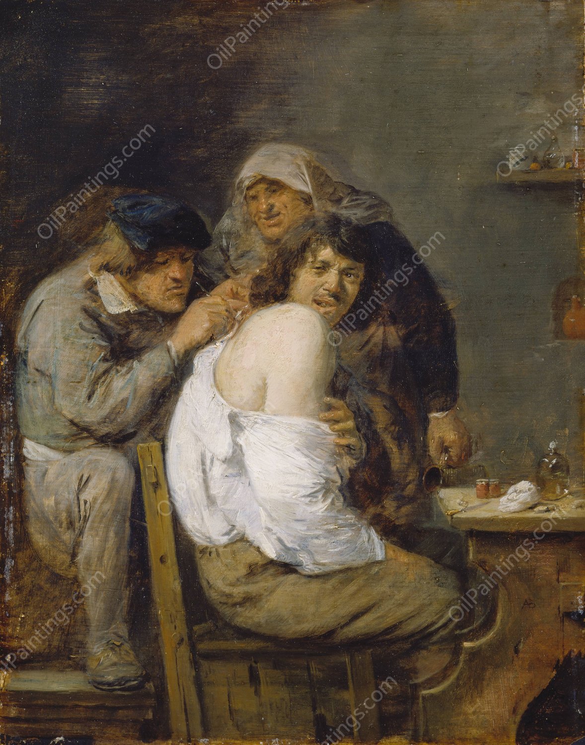 The Back Operation  by Adriaen Brouwer - Hand-Painted Oil Painting Reproduction