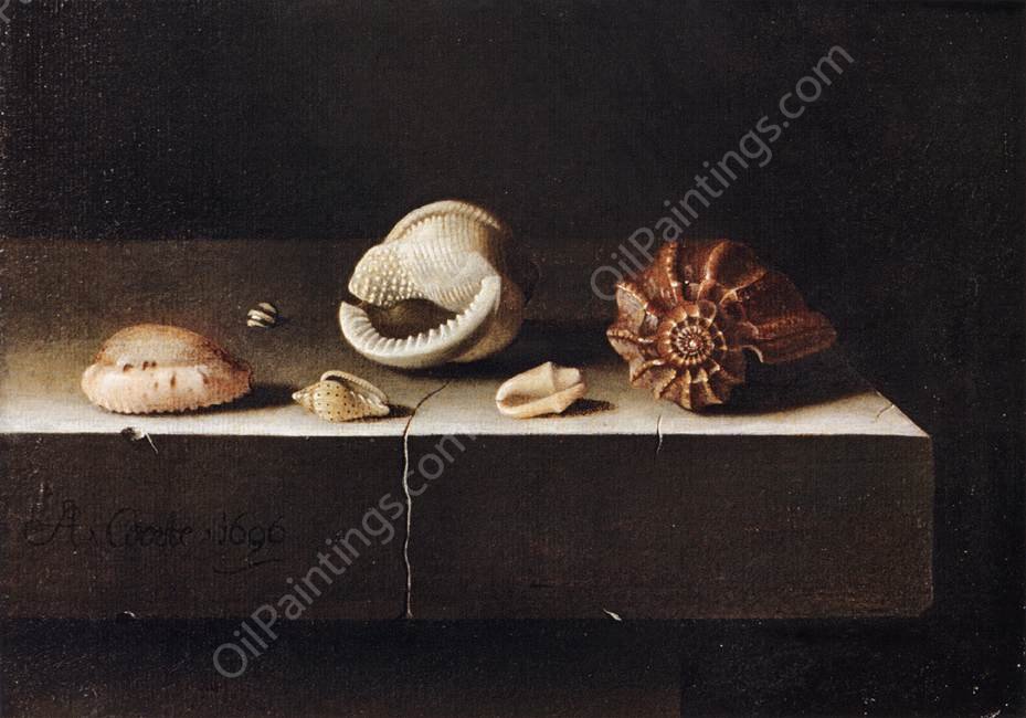 Five Shells on a Slab of Stone by Adriaen Coorte - Hand-Painted Oil Painting Reproduction