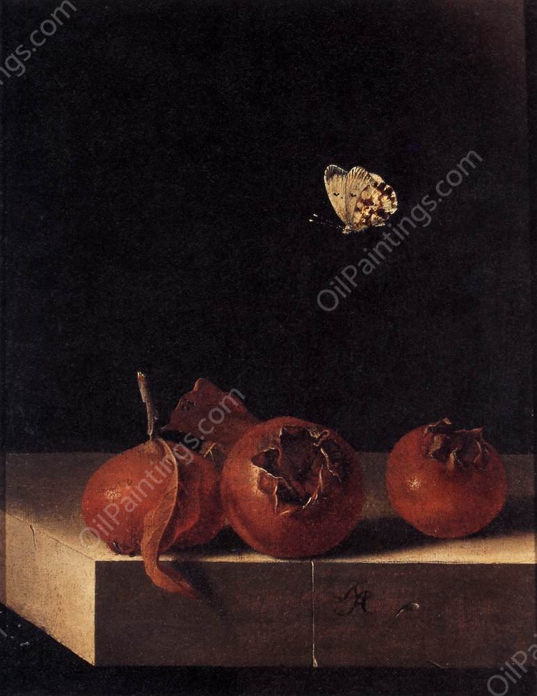 Three Medlars with a Butterfly by Adriaen Coorte - Hand-Painted Oil Painting Reproduction