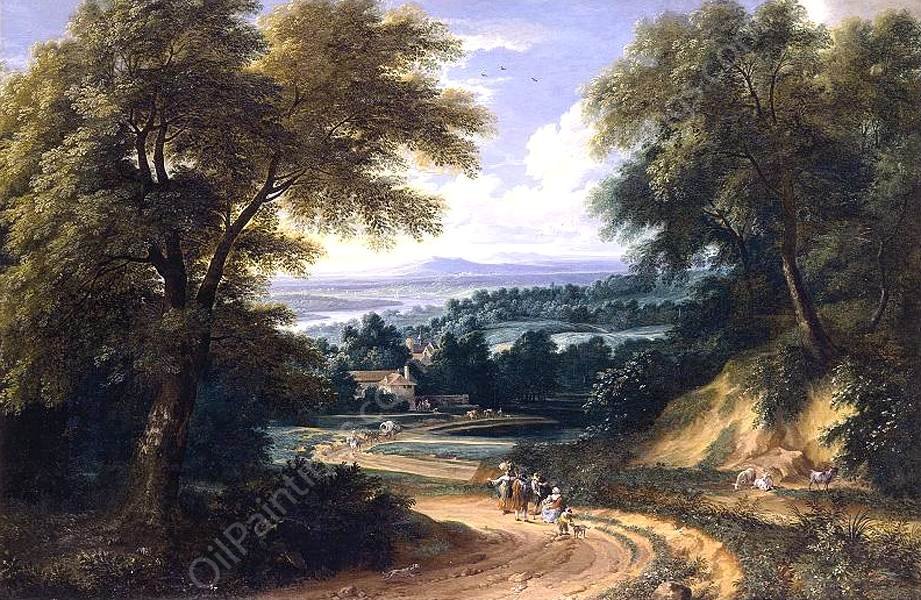 Landscape with Travellers by Adriaen Fransz Boudewijns - Hand-Painted Oil Painting Reproduction