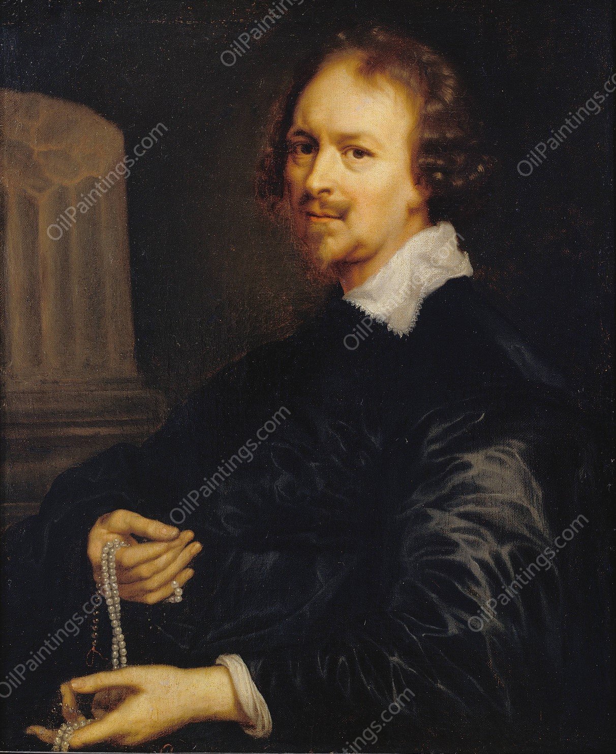 Portrait of a Man by Adriaen Hanneman - Hand-Painted Oil Painting Reproduction