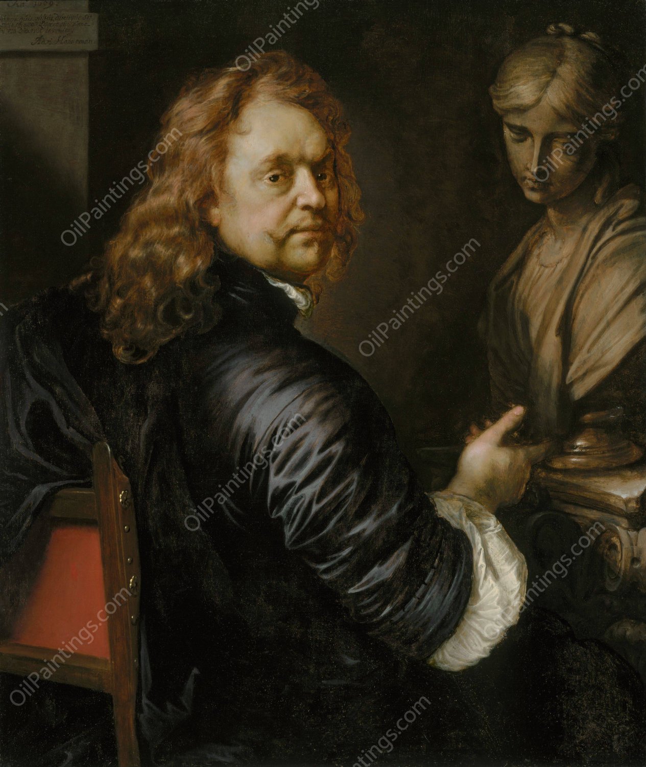 Self-portrait  by Adriaen Hanneman - Hand-Painted Oil Painting Reproduction