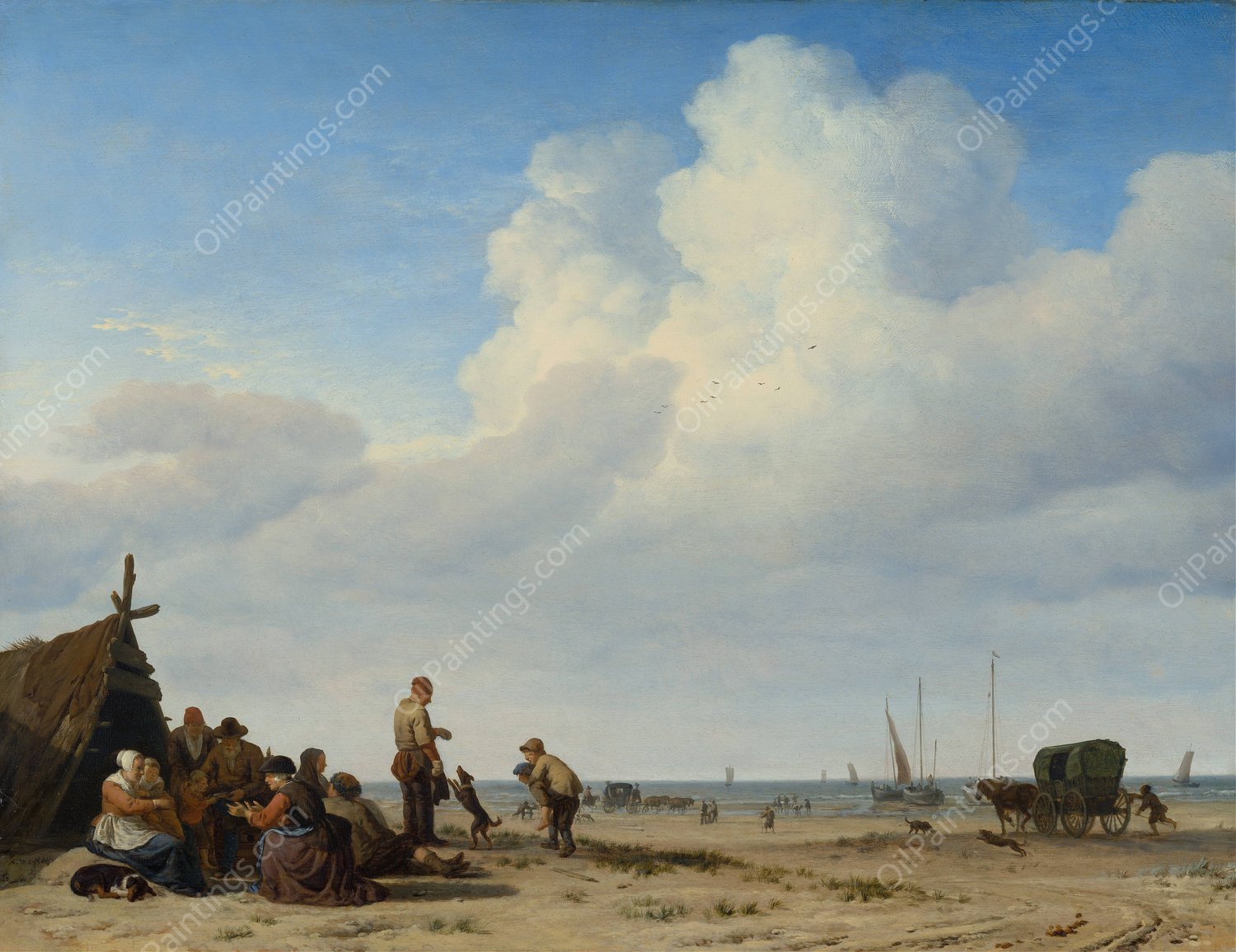 Beach View  by Adriaen Van De Velde - Hand-Painted Oil Painting Reproduction