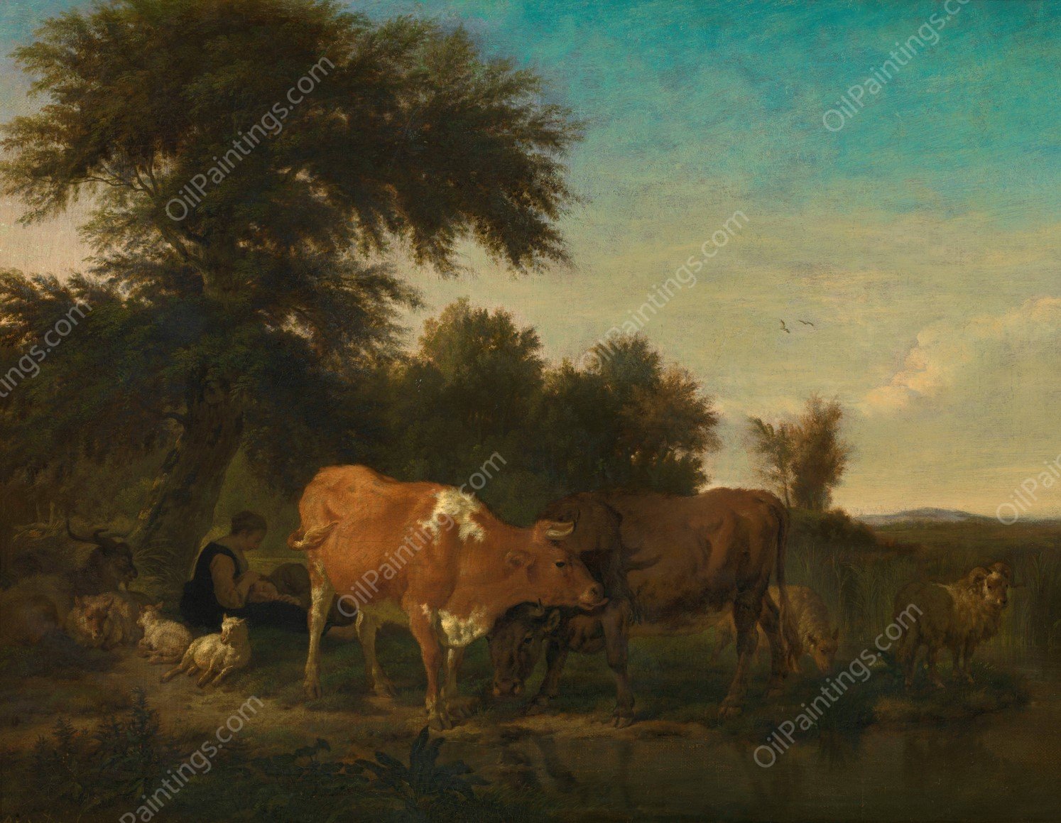 Landscape by Adriaen Van De Velde - Hand-Painted Oil Painting Reproduction