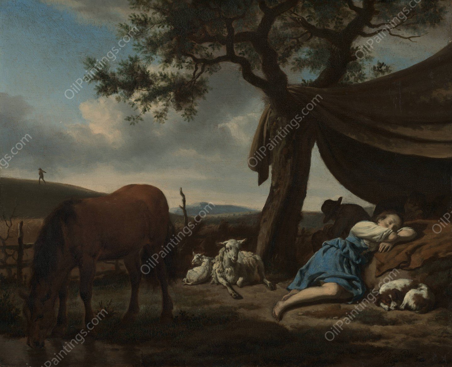 Sleeping Shepherds  by Adriaen Van De Velde - Hand-Painted Oil Painting Reproduction