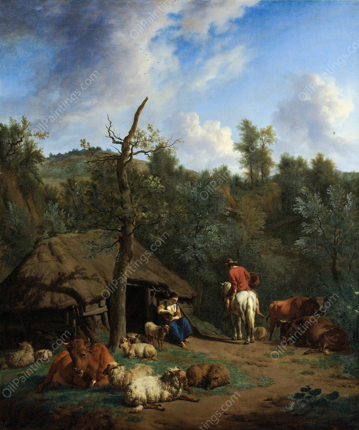 The Hut  by Adriaen Van De Velde - Hand-Painted Oil Painting Reproduction