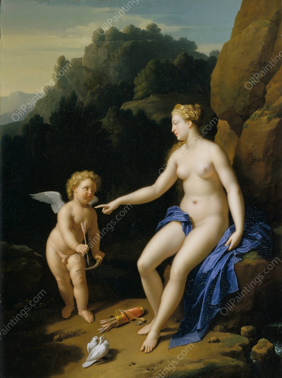 Venus and Cupid  by Adriaen Van Der Werff - Hand-Painted Oil Painting Reproduction