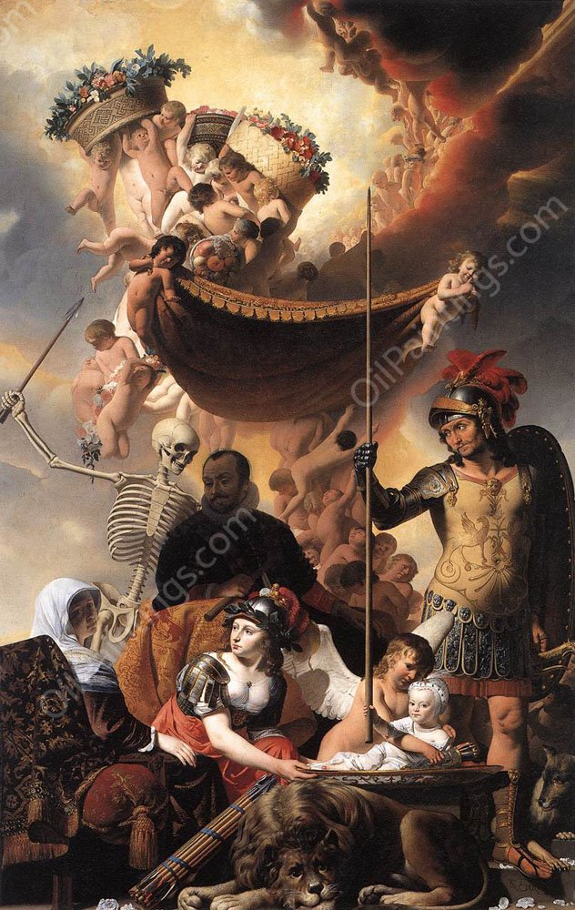 Allegory of the Birth of Frederik Hendrik by Adriaen Van Everdingen - Hand-Painted Oil Painting Reproduction