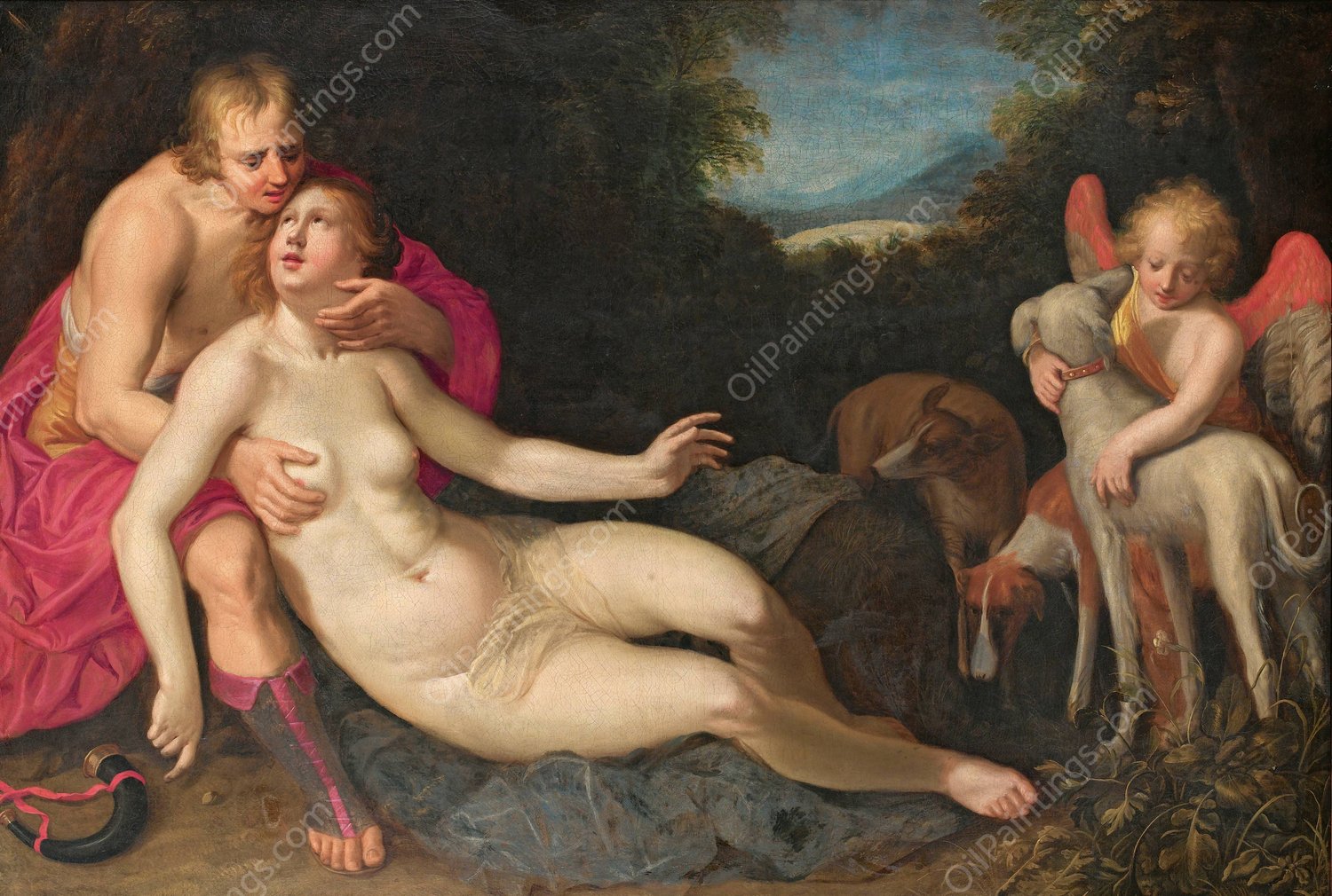 Mars and Venus by Adriaen Van Nieulandt - Hand-Painted Oil Painting Reproduction