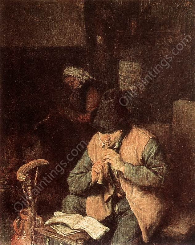Flute Player by Adriaen Van Ostade - Hand-Painted Oil Painting Reproduction