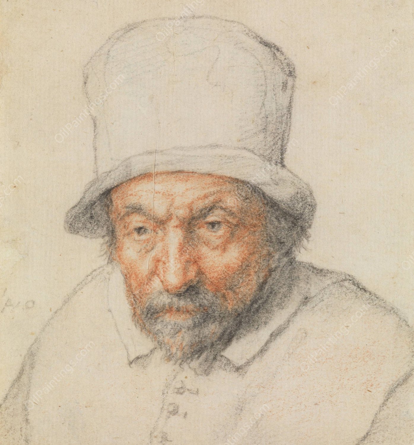 Head of a Bearded Man in a Hat  by Adriaen Van Ostade - Hand-Painted Oil Painting Reproduction