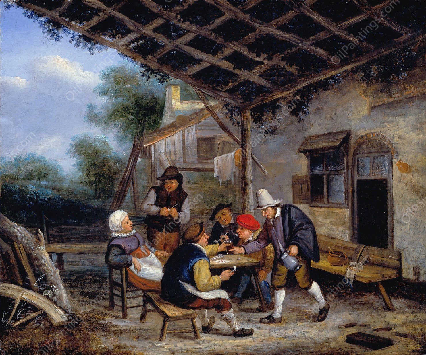 Peasants Drinking by Adriaen Van Ostade - Hand-Painted Oil Painting Reproduction