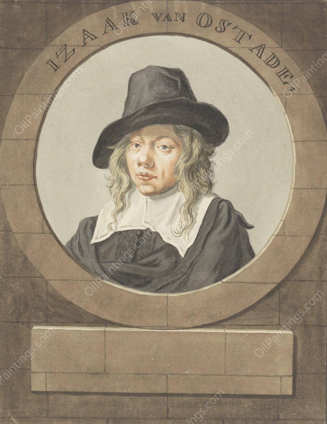 Portret van Isaak van Ostade  by Adriaen Van Ostade - Hand-Painted Oil Painting Reproduction