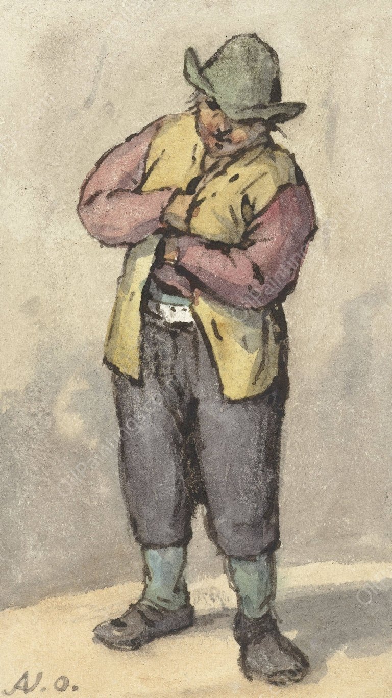 Staande boer met groene hoed  by Adriaen Van Ostade - Hand-Painted Oil Painting Reproduction