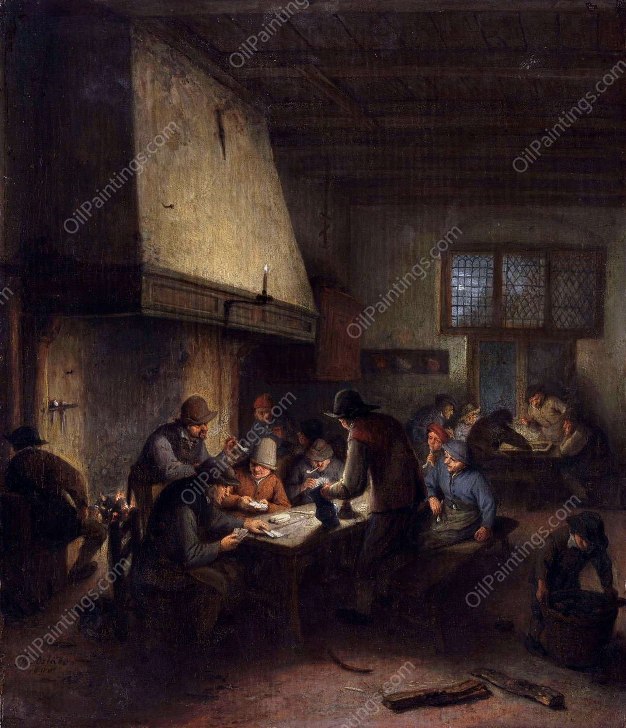 Tavern Scene  by Adriaen Van Ostade - Hand-Painted Oil Painting Reproduction