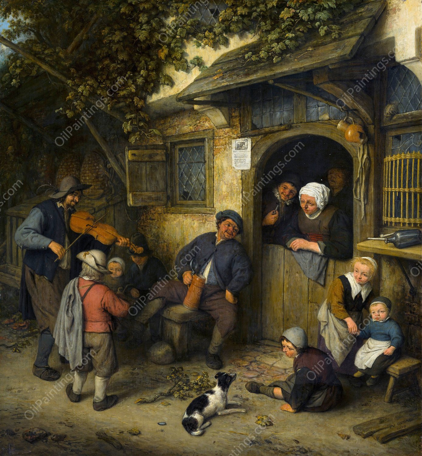 The Fiddler  by Adriaen Van Ostade - Hand-Painted Oil Painting Reproduction