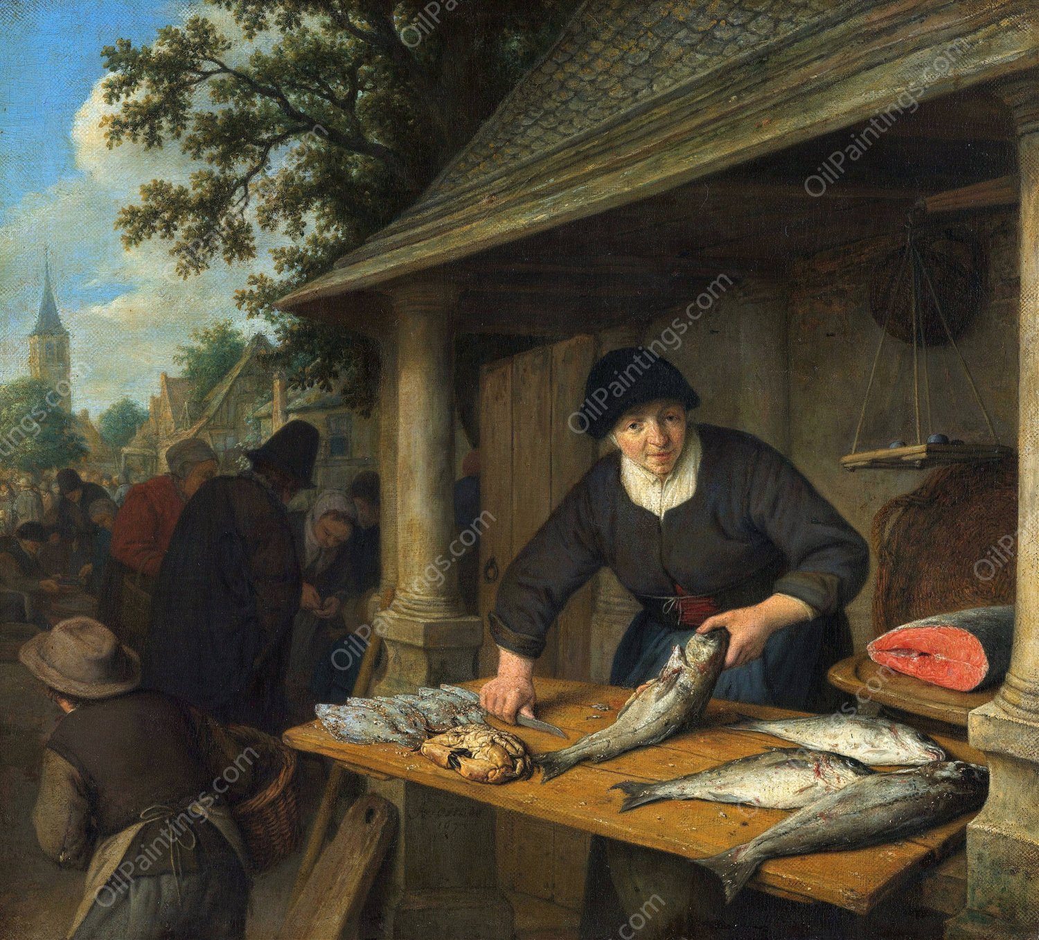 The Fishwife  by Adriaen Van Ostade - Hand-Painted Oil Painting Reproduction