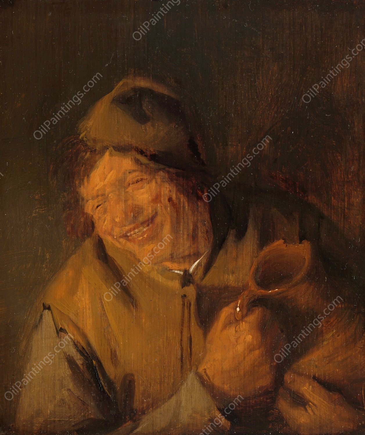 The Merry Peasant  by Adriaen Van Ostade - Hand-Painted Oil Painting Reproduction