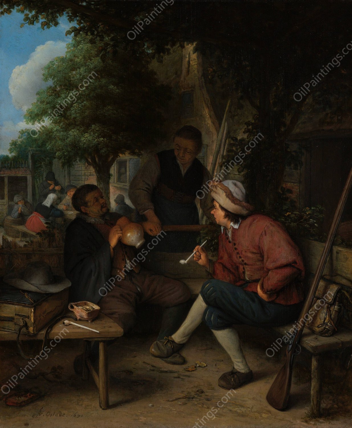 Travellers at Rest  by Adriaen Van Ostade - Hand-Painted Oil Painting Reproduction