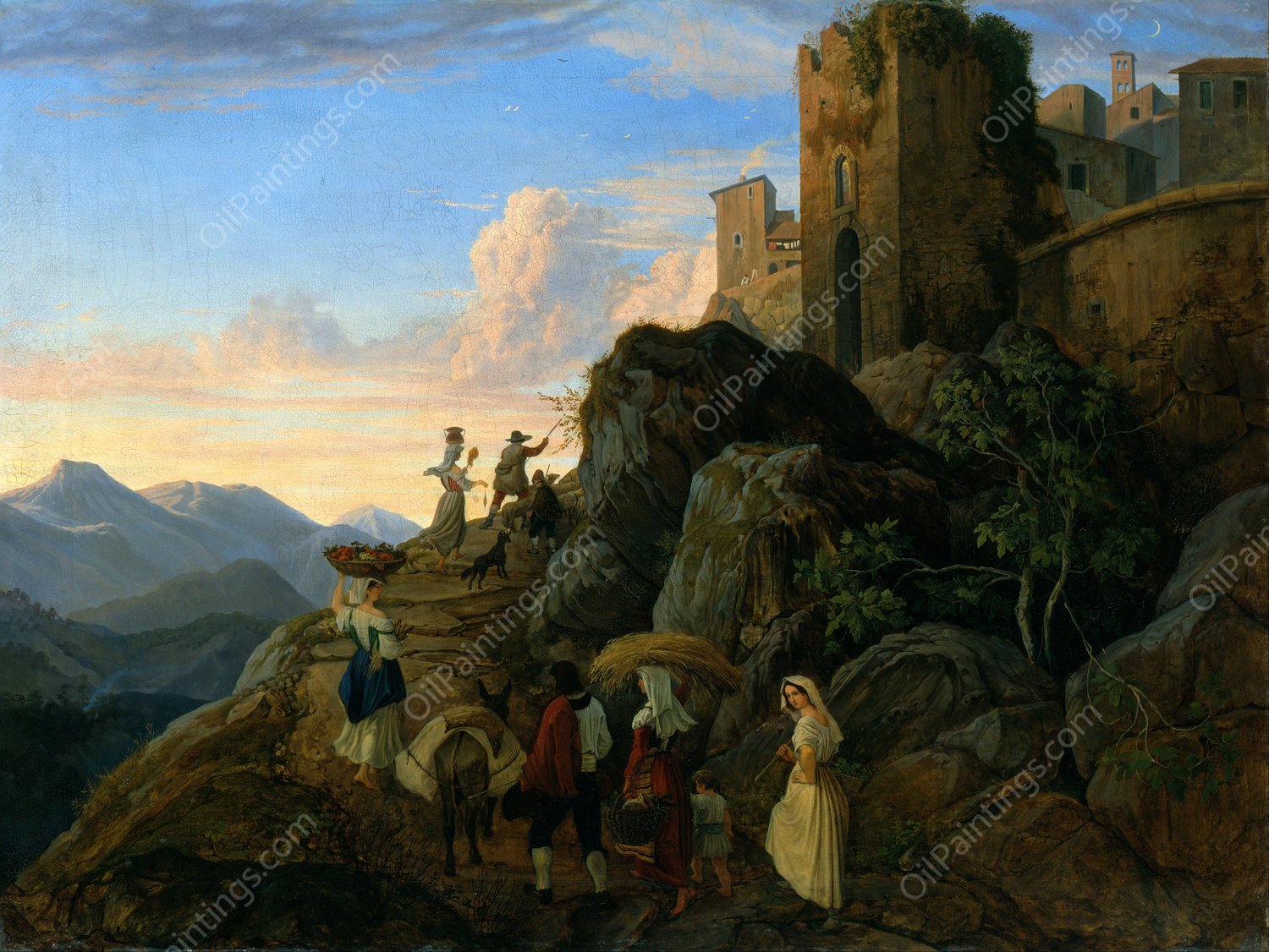 Civitella  by Adrian Ludwig Richter - Hand-Painted Oil Painting Reproduction