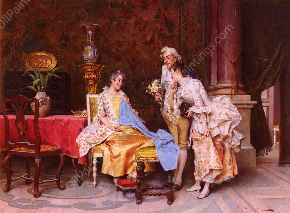 At The Dressmaker's by Adriano Cecchi - Hand-Painted Oil Painting Reproduction