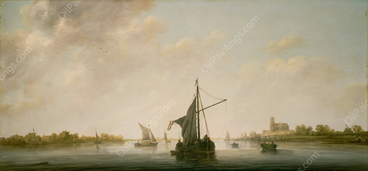 A View of the Maas at Dordrecht by Aelbert Cuyp - Hand-Painted Oil Painting Reproduction