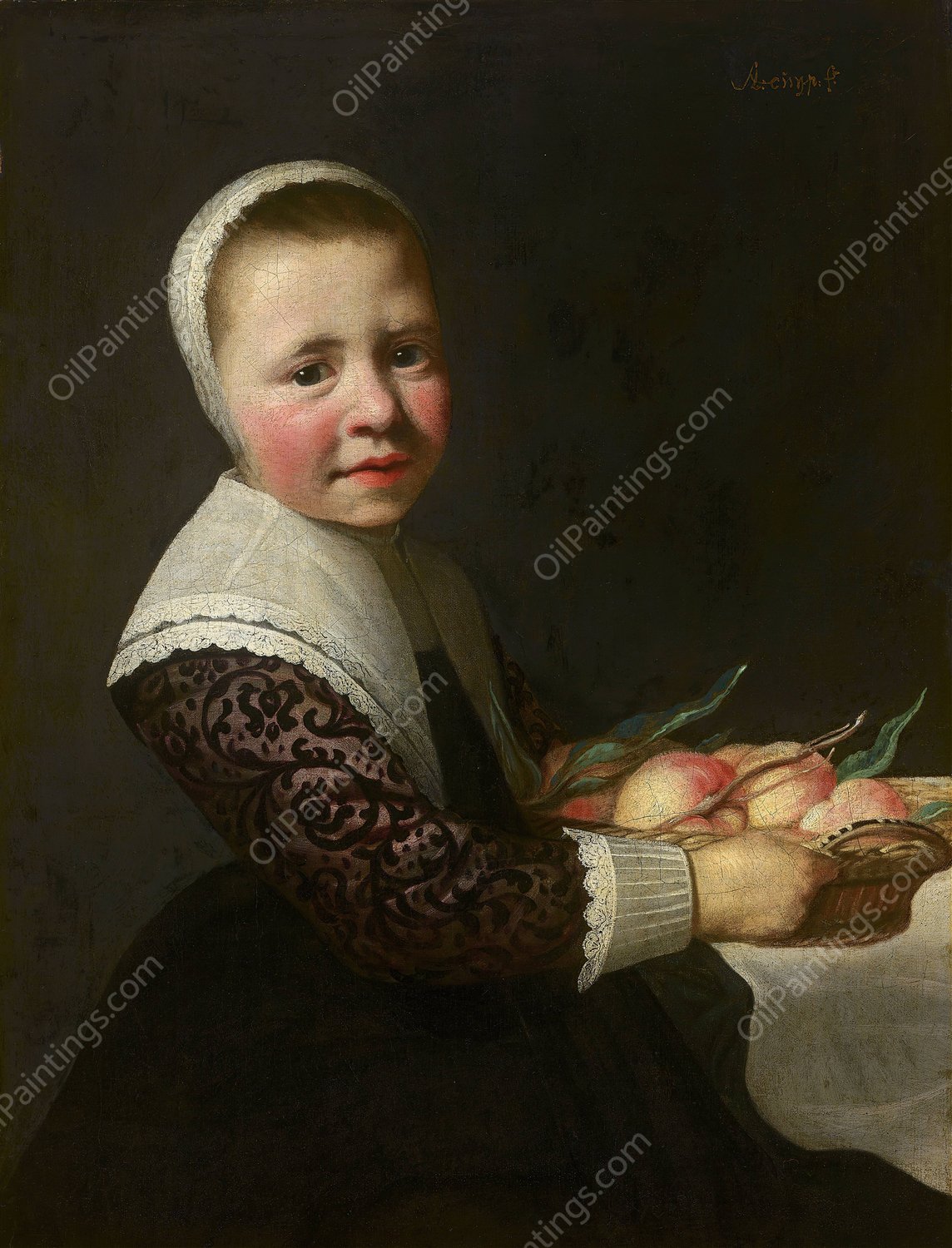 Portrait of a Girl with Peaches by Aelbert Cuyp - Hand-Painted Oil Painting Reproduction