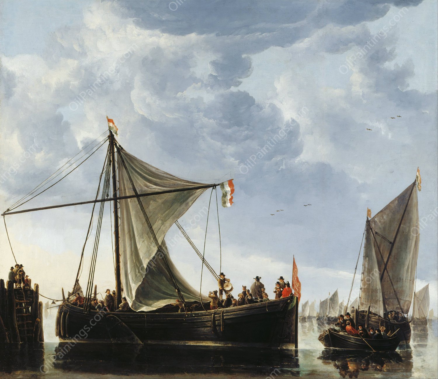 The Passage Boat by Aelbert Cuyp - Hand-Painted Oil Painting Reproduction