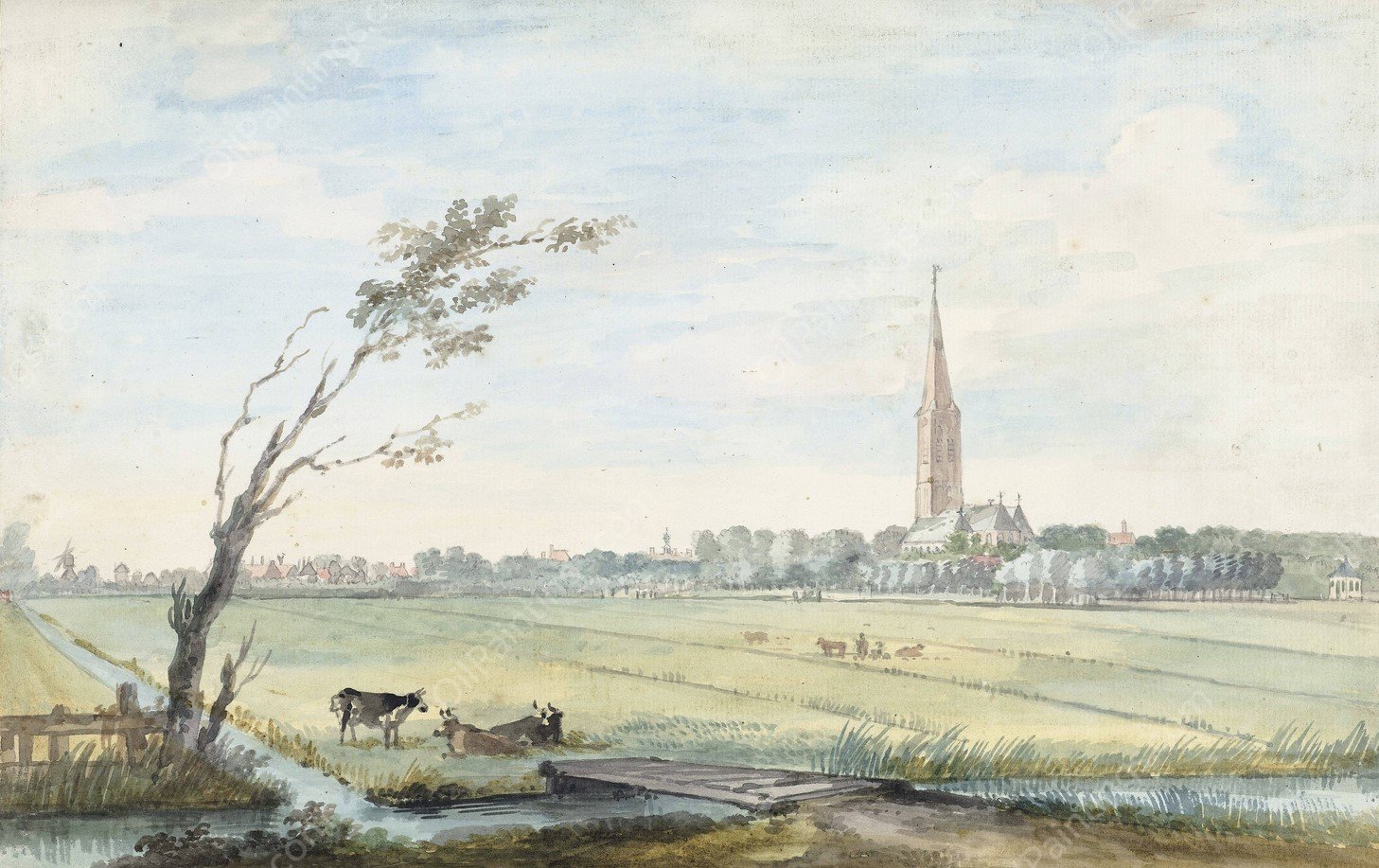 Het dorp 's-Gravezande  by Aert Schouman - Hand-Painted Oil Painting Reproduction