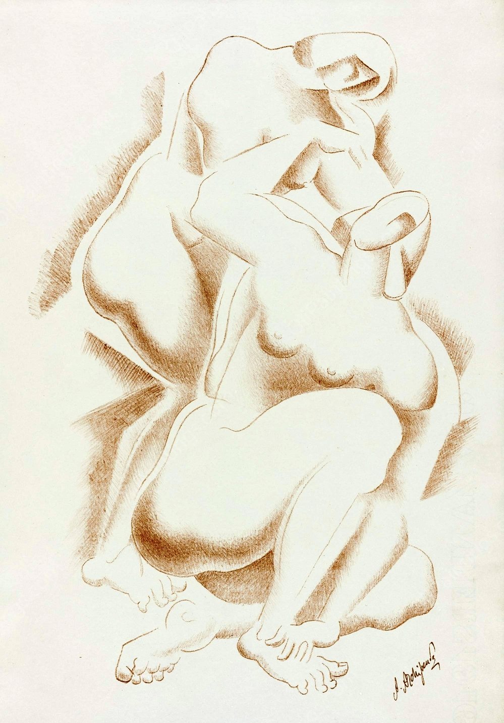 Nude 4  by After Auguste Rodin - Hand-Painted Oil Painting Reproduction