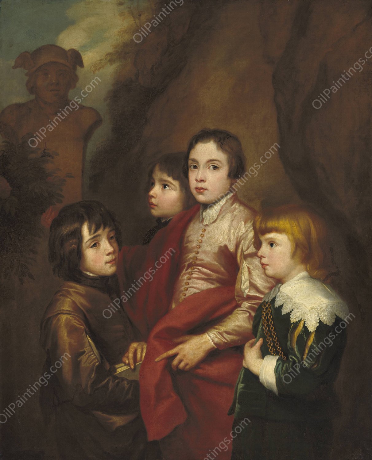 Group of Four Boys  by After Sir Anthony Van Dyck - Hand-Painted Oil Painting Reproduction