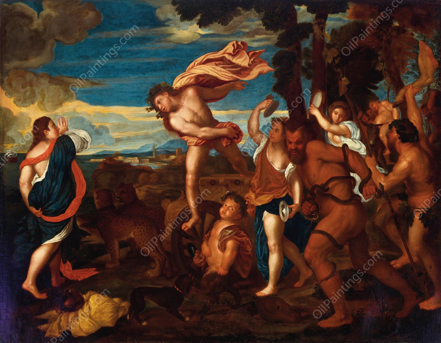 Bacchus and Ariadne by After Titian - Hand-Painted Oil Painting Reproduction