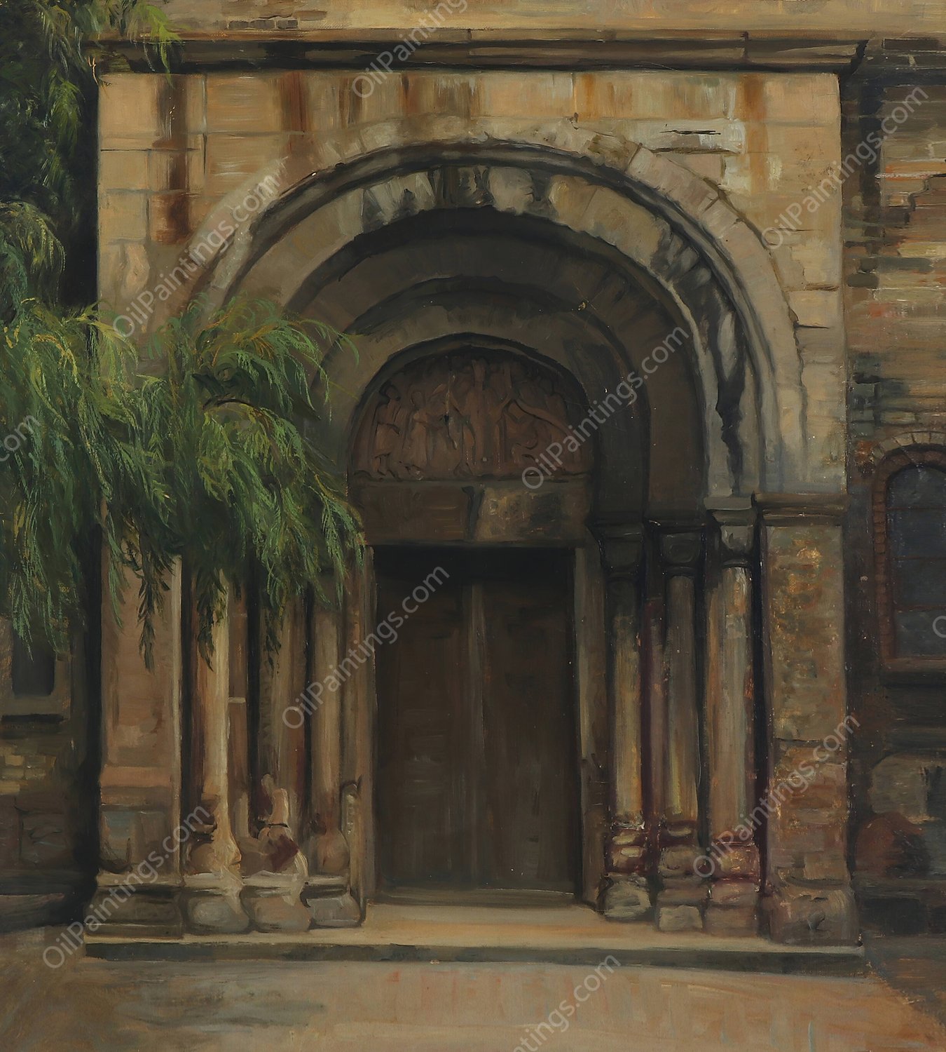 The entrance to Schleswig Cathedral  by Agnes Slott-Moller - Hand-Painted Oil Painting Reproduction