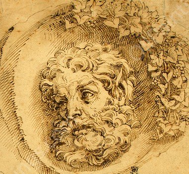 Head of a Faun in a Concave roundel by Agostino Carracci - Hand-Painted Oil Painting Reproduction