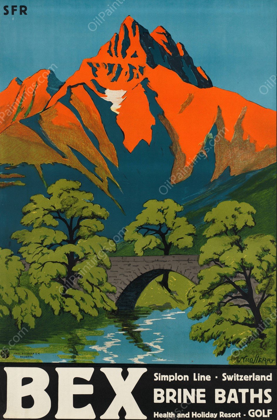 Bex Brine Baths by Aime-Felix Nicollerat - Hand-Painted Oil Painting Reproduction