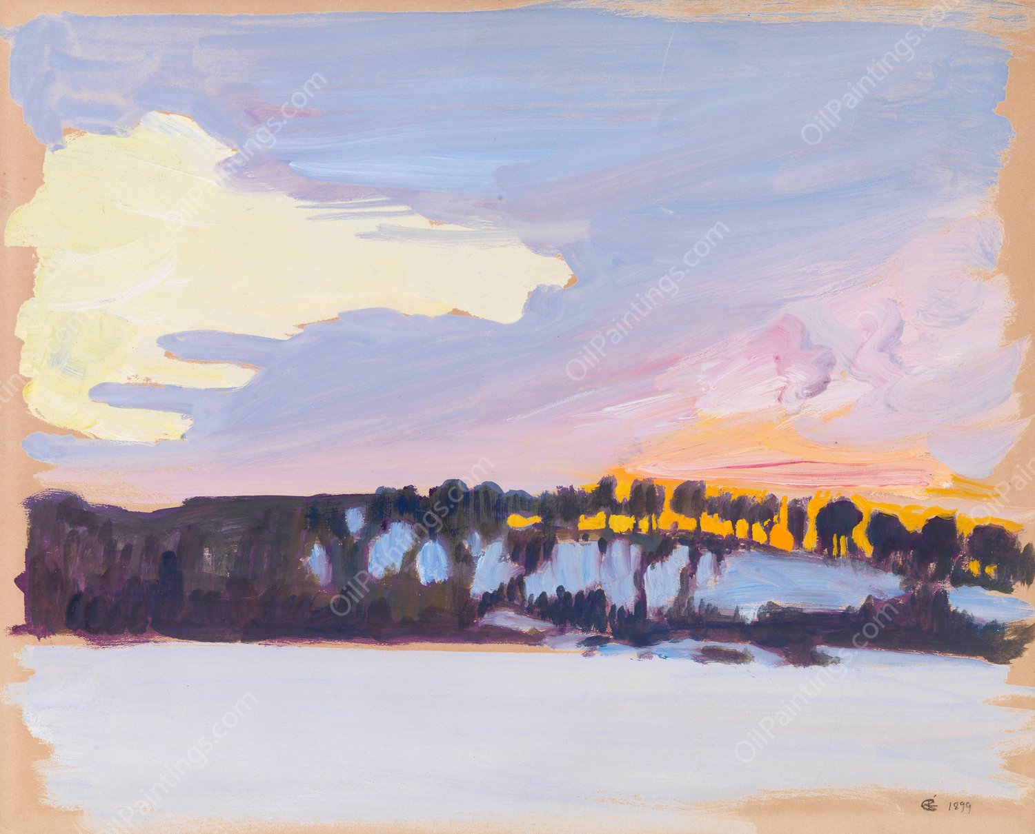 Evening Landscape  by Akseli Gallen-Kallela - Hand-Painted Oil Painting Reproduction