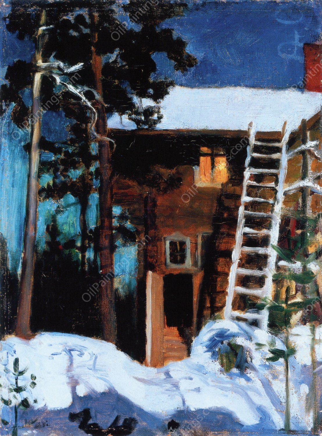 Kalela in Winter by Akseli Gallen-Kallela - Hand-Painted Oil Painting Reproduction