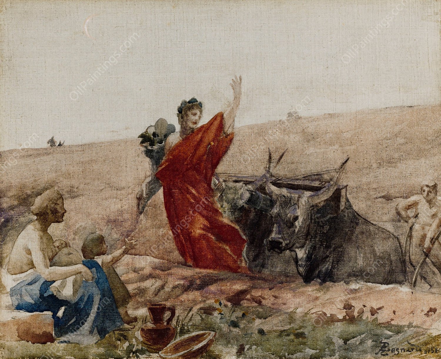 Ceres - L'Abondance Encourageant le Travail  by Albert Besnard - Hand-Painted Oil Painting Reproduction