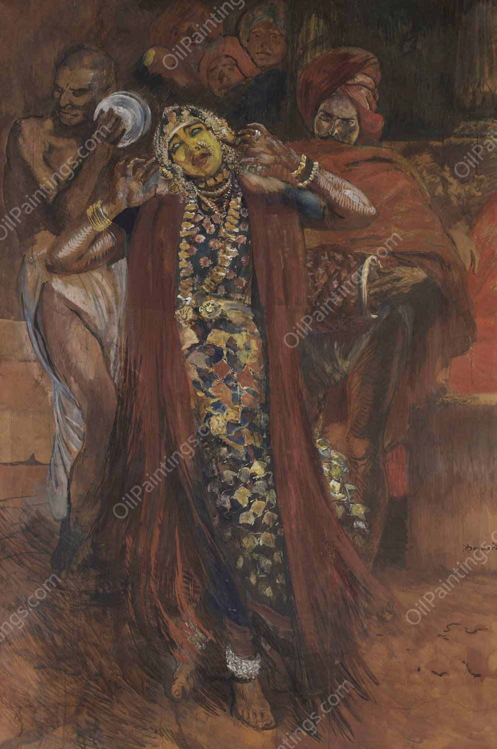 Danseur hindou ou Le Danseur au masque jaune  by Albert Besnard - Hand-Painted Oil Painting Reproduction
