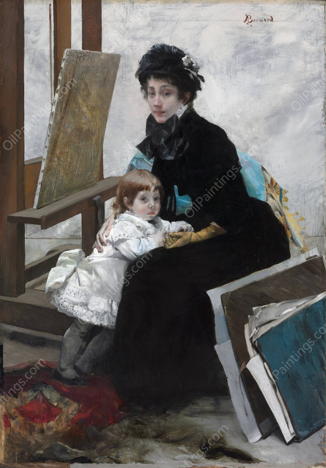 Madeleine Lerolle and Her Daughter Yvonne  by Albert Besnard - Hand-Painted Oil Painting Reproduction